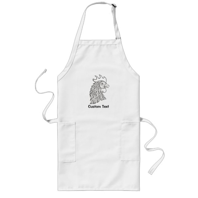 Rooster's Head Line Art Long Apron (Front)