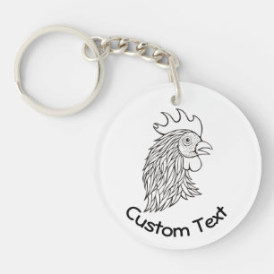 Rooster's Head Line Art Porte - clé