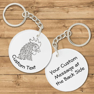 Rooster's Head Line Art Porte - clé