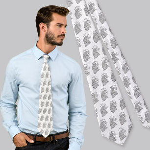 Rooster's Head Line Art Tie
