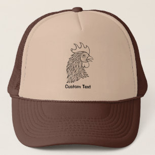 Rooster's Head Line Art Trucker Hat
