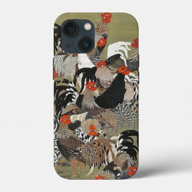 Roosters Hen Illustration by Ito Jakuchu Case-Mate iPhone Case (Back)