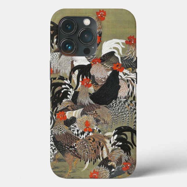 Roosters Hen Illustration by Ito Jakuchu Case-Mate iPhone Case (Back)