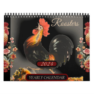 Roosters Nature Farm Animals Birds Calendar