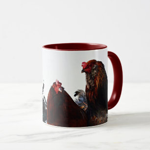 Roosters Poulet d'Art Agricole Style Art Cup Mug