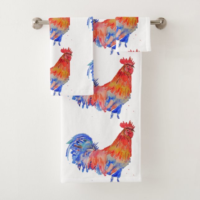 Roosters Rouges Poulet Bleu Oiseaux Garçons Hommes (En situation)