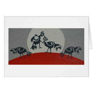 Roosters sparring, painting print