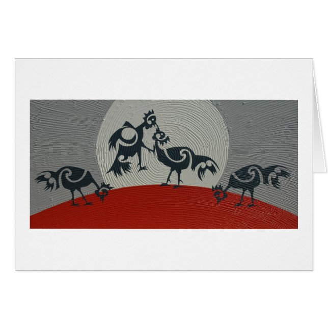 Roosters sparring, painting print (Front Horizontal)