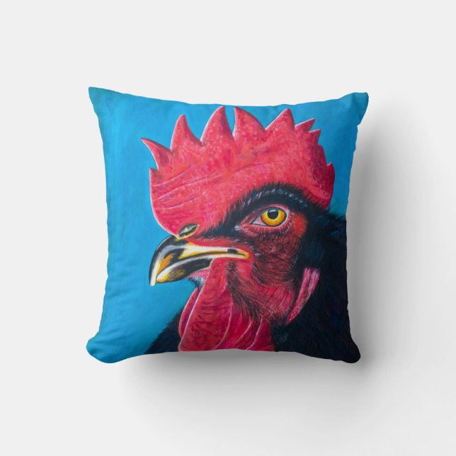 Roosters Throw Pillow (Front)