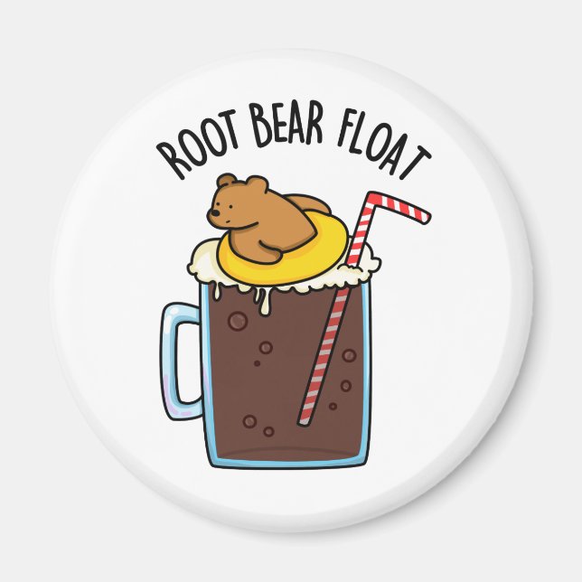 Root Bear Float Cute Root Beer Pun Magnet (Front)