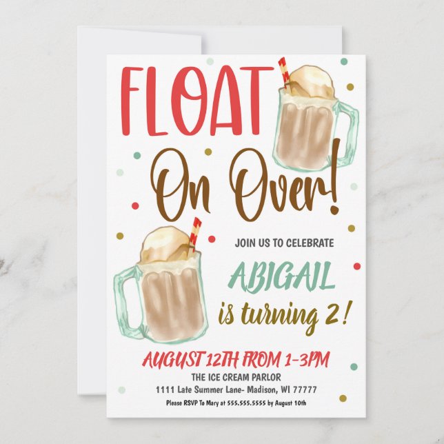 Root Beer Float Kids Birthday Party Invitation (Front)