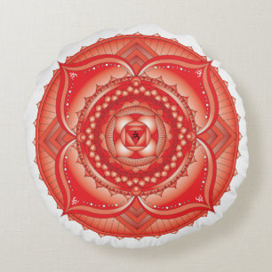 Root Chakra Mandala Round Pillow