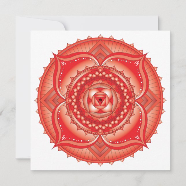 Root Chakra Red Mandala Square Note Card (Front)