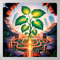 Root Circuit - Solarpunk Growth Art Poster