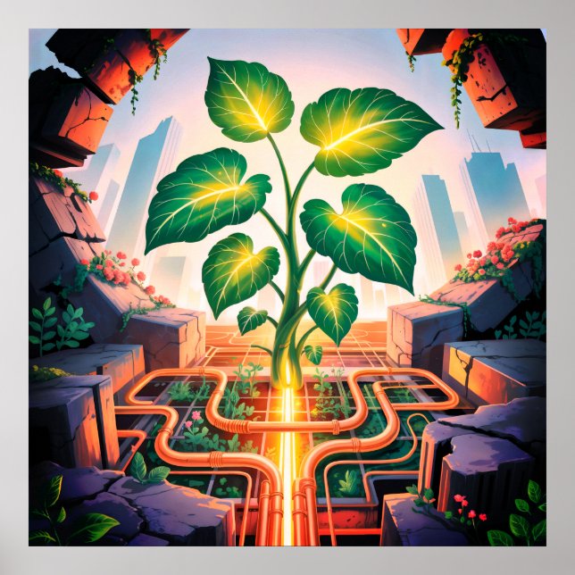 Root Circuit - Solarpunk Growth Art Poster (Devant)