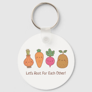 Root For Each Other Vegetables Motivational Pun Keychain