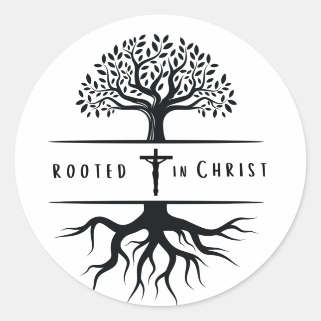 Rooted in Christ Classic Round Sticker (Front)