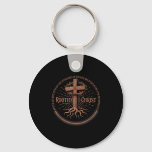 Rooted In Christ Tee, Jesus Tee, Vintage Cross Chr Keychain