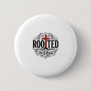 Rooted in Christ Vintage Christian Cross Design_1 2 Inch Round Button