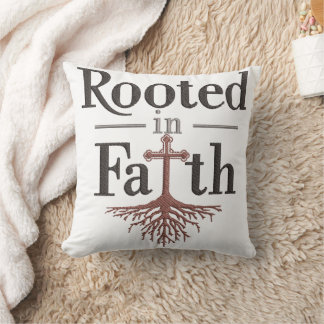 Rooted In Faith-Faux Embroidery Throw Pillow