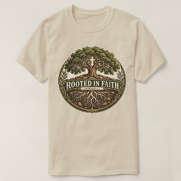 Rooted in Faith Tree Colossians 2:7 T-Shirt
