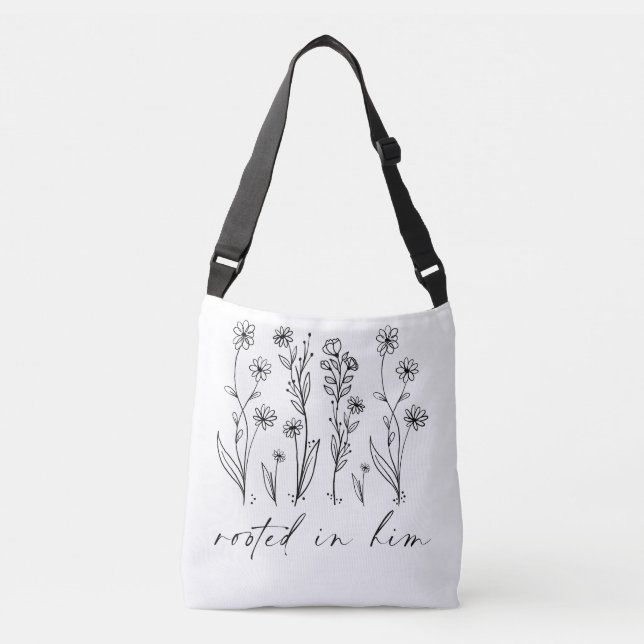 "Rooted in Him" Christian Statement of Faith Crossbody Bag (Front)