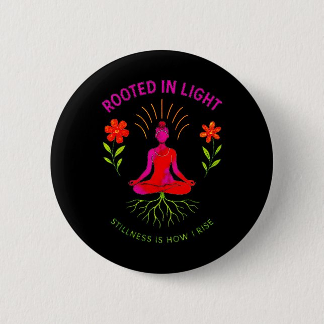 Rooted In Light Yoga Meditation Design  2 Inch Round Button (Front)