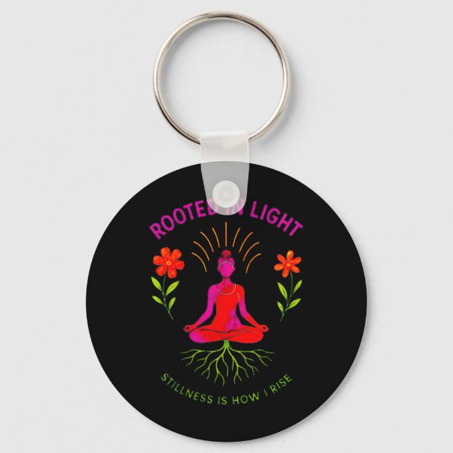 Rooted In Light Yoga Meditation Design  Keychain (Front)