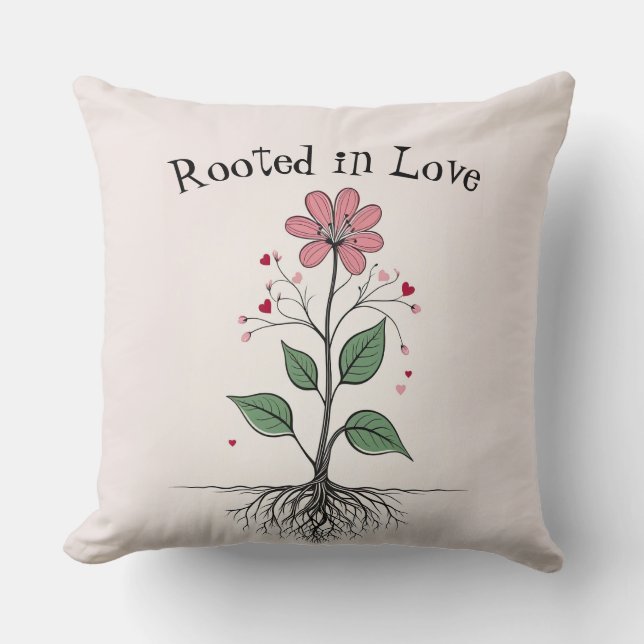 Rooted in Love Throw Pillow (Front)