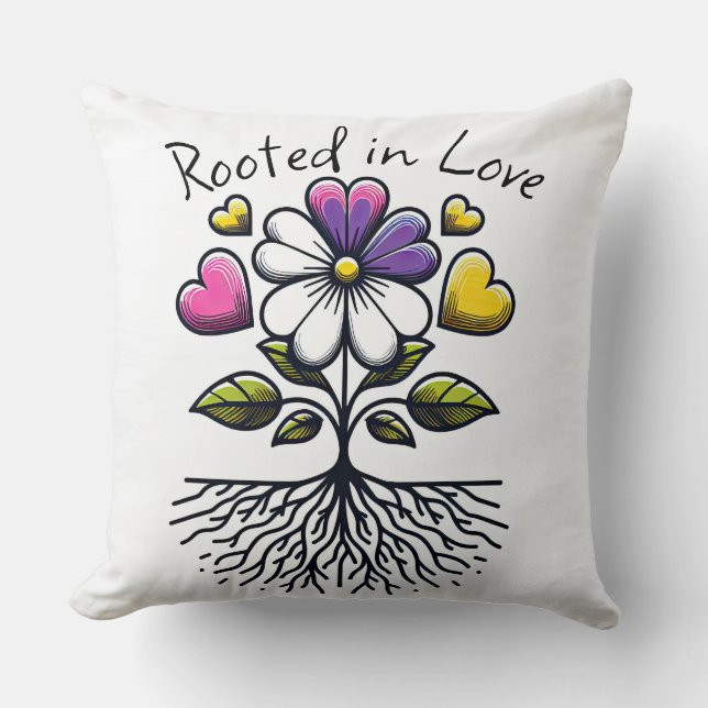 Rooted in love throw pillow (Front)