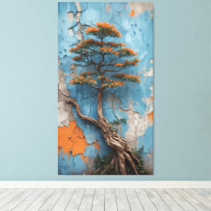 Rooted in Ruin: A Bonsai of Resilience Against Tim Canvas Print