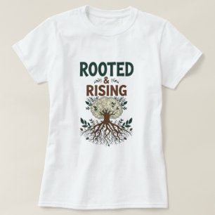 Rooted & Rising - Afro Roots Botanical Line Art Te T-Shirt