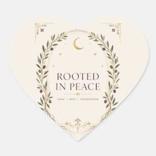 Rooted Romance Plum Olive Personalized Wedding Fav Heart Sticker
