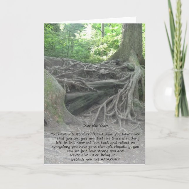 Rooted Strength Tree Encouragement Greeting Card (Front)