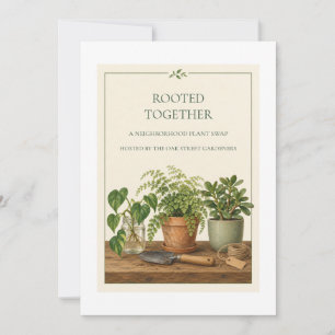 Rooted Together Botanical Plant Swap Invitation
