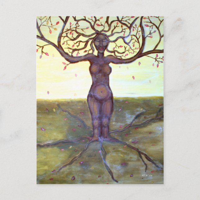 "Rooted" Tree Goddess Art Postcard (Front)
