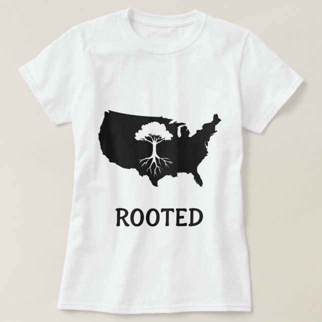 Rooted USA Tree Graphic T-Shirt (Design Front)