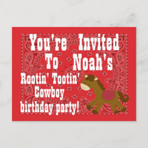 Rootin' Tootin' Cowboy Birthday Party Invitation