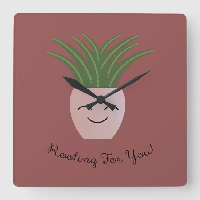 Rooting For You Fern Square Wall Clock (Front)