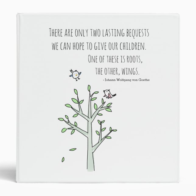 Roots and Wings Inspiring Parenting Quote Binder (Front)