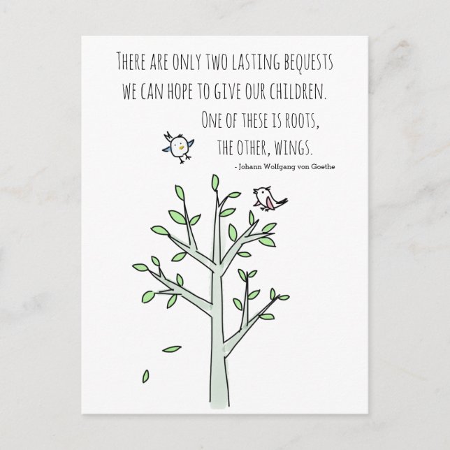 Roots and Wings Inspiring Parenting Quote Postcard (Front)