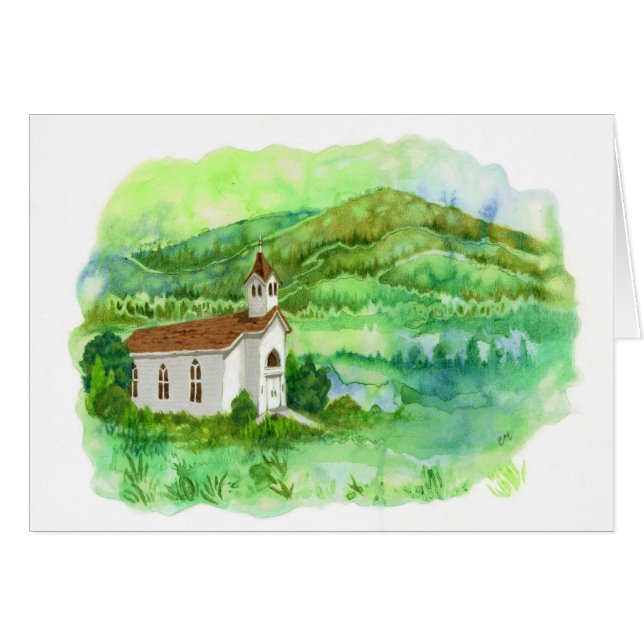 Roots - Country Church Landscape Art Card (Front Horizontal)