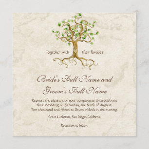 Roots of tree of Antiqued movement the marriage Invitation