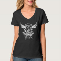 Roots & Wings white logo v-neck