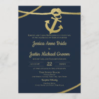 Rope Anchor Gold and Navy Blue Wedding