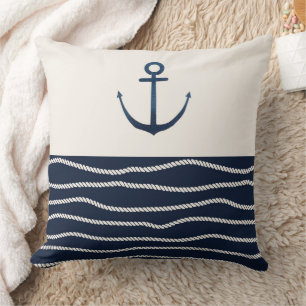 Rope and Anchor Pattern Throw Pillow