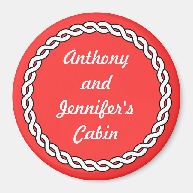 Rope Border Stateroom Door Marker red Magnet (Front)