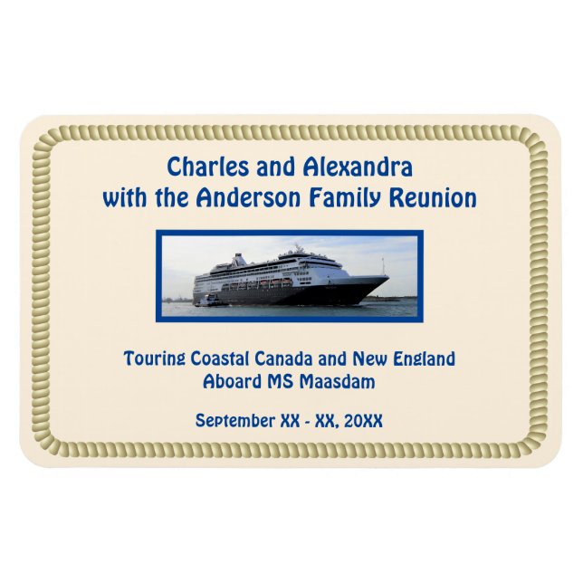 Rope Border with Cruise Ship Stateroom Door Marker Magnet (Horizontal)