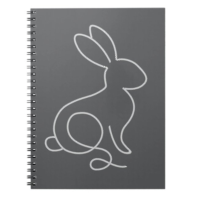Rope Bunny Rabbit Minimal Modern Design Notebook (Front)