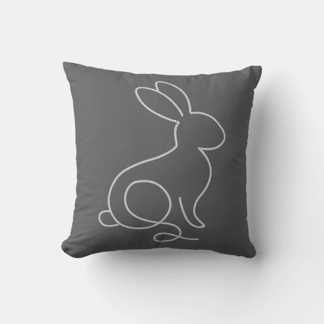Rope Bunny Rabbit Minimal Modern Design Throw Pillow (Front)